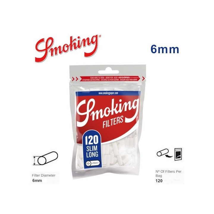 Filtri smoking slim 6mm xl lungo 22mm 30x120pz bustina
