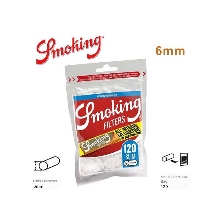 Filtri smoking slim 6mm 30x120pz bustina+cartina corta orange
